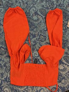 Vibrant Orange Cutout Crop Top