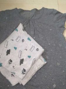Girls' Gray Tee &amp; Patterned Pants Set