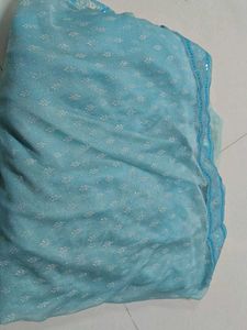 Sparkling White Sequinned Blouse with saree