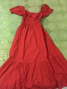 Chic Off-Shoulder Red Midi Dress