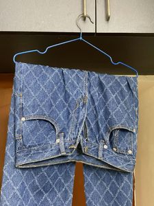 Diamond Pattern Denim Jeans