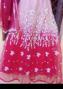 Bust 40 Elegant White &amp; Pink Lehenga Choli