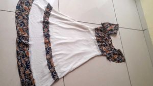 White Ethnic Gown with Print