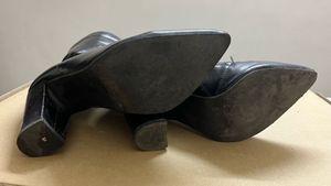 Black Faux Leather Ankle Boots