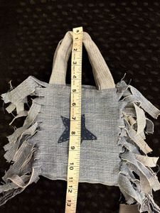 Pintresty Denim Mini fringe Bag with Star Detail