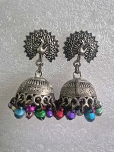 Peacock Jhumka Earrings - Unused