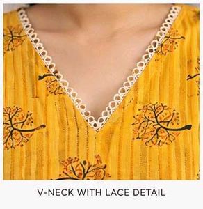 Yellow Sleeveless Printed Kurta