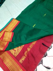 Elegant Green &amp; Red Saree