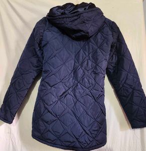 Quilted Navy Hooded Jacket