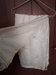 Elegant White Embroidered Dupatta