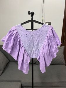 Lilac Eyelet Butterfly Sleeve Top