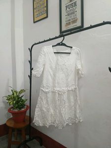 White Lace Detail Dress