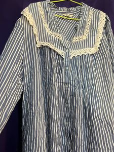 Striped Lace Collar Blouse