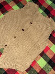 Tan Knit Button-Up Vest