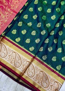 Elegant Green &amp; Gold Saree