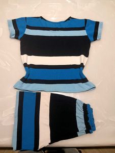 Striped Pajama Set - Top &amp; Shorts