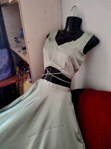 Elegant Sage Green Skirt and Crop Top Set