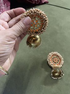 Designer Jhumka Earrings with Pearls