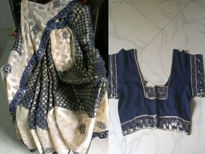 GentlyUsed Elegant Blue&Gold ZariWork Saree-WithBl
