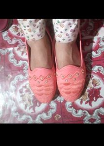 Cute Coral Embroidered Loafers