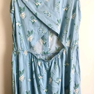 H&m Blue Floral Sleeveless Dress