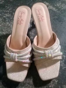 Sparkly Heeled Slides