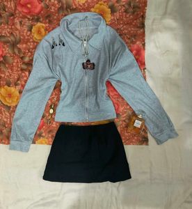 Preppy Grey two way zipper jacket