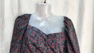 Floral Puff Sleeve Ruched Mini Dress