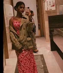 Y2K Pink Heart Maxi Dress