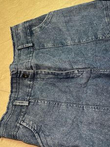 Wide Leg Denim Jeans with torn style borders