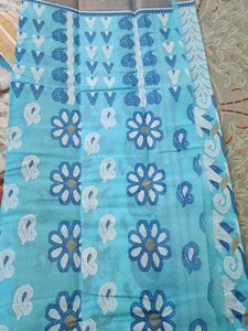 Blue Cotton Saree