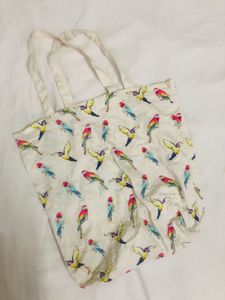 Imported Bird Print Tote Bag