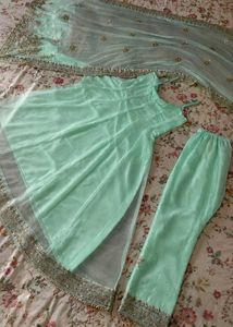 Elegant Mint Green Anarkali Suit Set