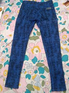 Blue High-Waisted Printed Jeans