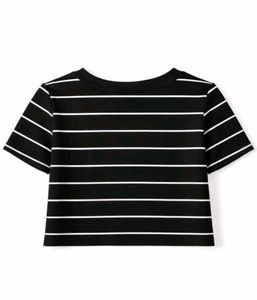 Black & White Striped Crop Top