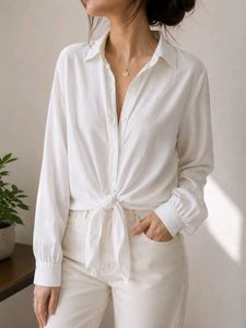 White Tie-Front Shirt