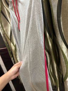 Gray Joggers with Pink Stripe