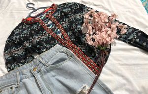 Boho Embroidered Black Cardigan