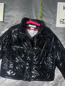 MANGO Shiny Black Puffer Jacket