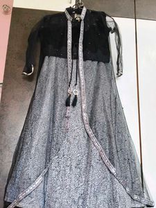 Women's Black & Silver 4-Piece Western Lehenga Set