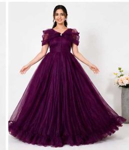 Elegant Purple Tulle Gown