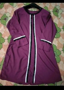 purple colour kurti with black lace