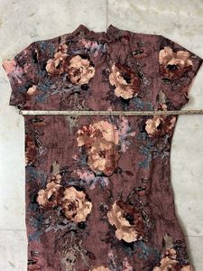 Floral Print Cutout Neckline Dress
