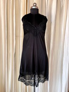 Black Lace Trim Slip Dress