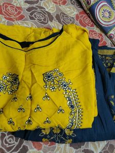 yellow &amp; blue sharara set XL size