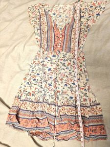 URBANIC Boho Floral Print Flutter Sleeve Dress