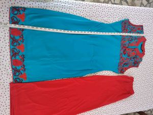 L - Xl Size Sky Blue Suit Set With Plazo