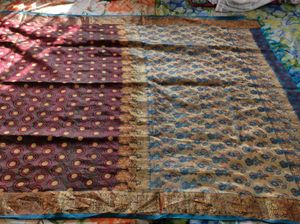 Elegant Maroon &amp; Blue Saree
