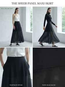 Elegant Black Maxi Skirt with Ring Detail