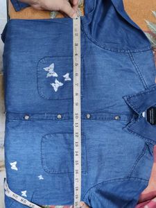 Denim Shirt with Butterfly Print